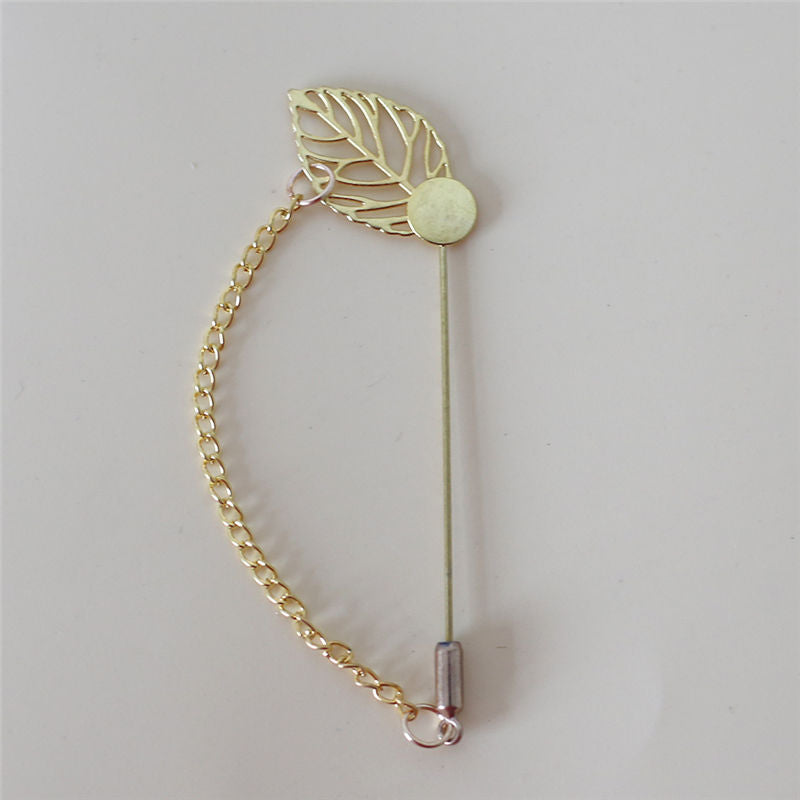 Kyunovia Gold Silver Long Brooch Pin DIY Boutonnieres Lapel Dress Pearl  Safety Pins Jewelry Making Brooches Base/Tray D147