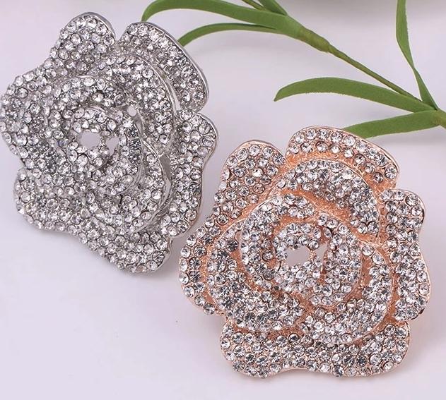 Rose Gold or Silver Bow Brooch Rhinestone Crystal BR-12 – Bouquets by Nicole