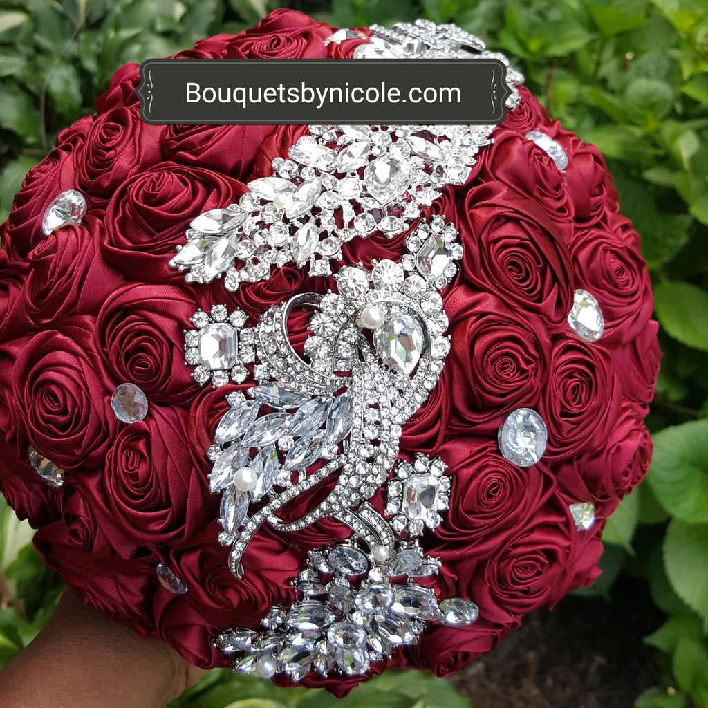 Deluxe Satin Roses Brooch Bouquet or DIY KIT ~ SADE – Bouquets by Nicole