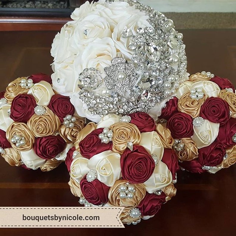 DIY Brooch Bouquet Kit Satin Roses KIT-Goldie