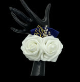 White Customized Wrist Corsage l Real Touch Roses l Prom l Formal l Mothers l Grandmothers COR-001