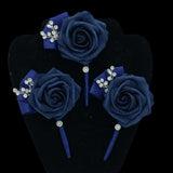 Gold Navy Round Bouquet l Waterfall bouquet l  Real Touch Roses Brooch Bouquet BOU-039
