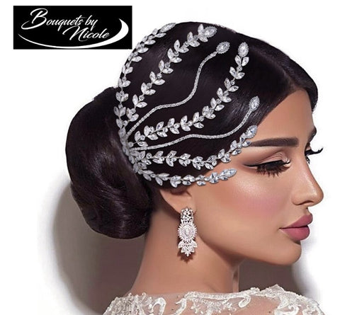Bridal Hair Accessories l Rhinestone Wedding Forehead Headband  l Hair Comb l Hair Chain HP-20