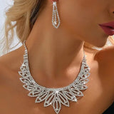 3pcs Jewelry Set l Silver l Gold Rhinestone Earrings l Necklace l Bracelet l Prom l Wedding JS-949