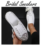 White Silver Bridal Sneakers