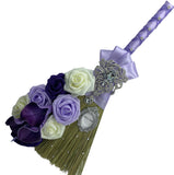 RT05 ~ Lavender Purple White Real Touch Roses Brooch Bouquet or DIY KIT