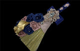 Navy Mauve Ivory Satin Roses Budget Brooch Bouquet or DIY KIT BM-011