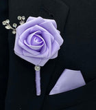 Lavender Men Formal wear Boutonniere, Real Touch Rose Lapel Pin l Groom Boutonniere l Wedding BOUT- 027