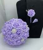 Lavender Real Touch Roses Brooch Bouquet or DIY KIT ~ KIT-500