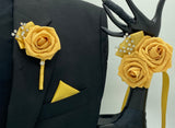 Dark Yellow ~ Customized Wrist Corsage l Real Touch Roses l Prom l Formal l Mothers l Grandmothers COR-008