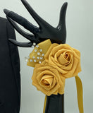 Dark Yellow ~ Customized Boutonniere l Lapel Pin l Real Touch Roses l Prom l Men's Formal l BOUT- 013