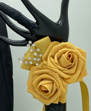 Dark Yellow ~ Customized Wrist Corsage l Real Touch Roses l Prom l Formal l Mothers l Grandmothers COR-008