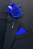 Royal Blue Bouquet l Satin Roses Brooch Bouquet BOU-907