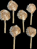 Mens Formal wear Boutonniere, Lapel Leaf Pin, Satin Rose Lapel Pin l Groom Boutonniere l Wedding BOUT- 88