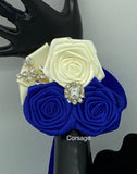 Royal Blue Bouquet l Satin Roses Brooch Bouquet BOU-907