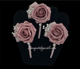 Ivory Mauve Dusty Rose Satin Roses Budget Bouquet or DIY KIT~BM-009