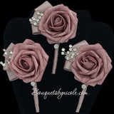 Mauve Dusty Rose ~ Customized Boutonniere l Lapel Pin l Real Touch Roses l Prom l Men's Formal l BOUT- 014