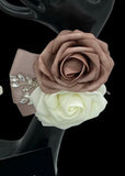 Ivory Mauve Dusty Rose Satin Roses Budget Bouquet or DIY KIT~BM-009