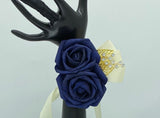 Navy Satin Roses Budget Brooch Bouquet or DIY KIT ~BM008