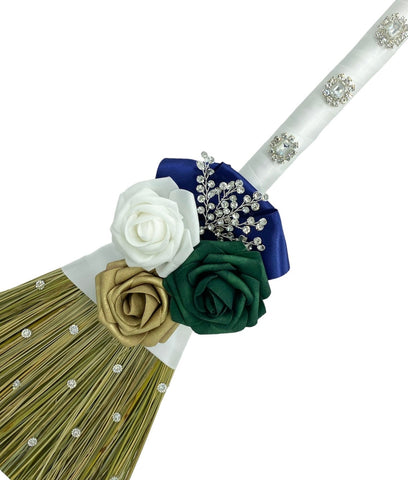 Customized Wedding Jumping broom l Emerald l Gold l White Traditional Wedding Broom l Heirloom African American Heritage