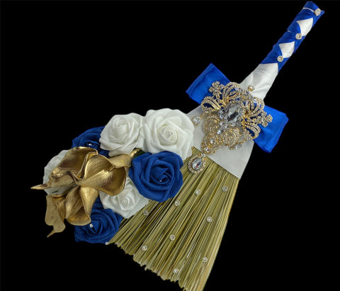 Customized Wedding Jumping broom l Royal Blue l Traditional Wedding Broom l Heirloom African American Heritage