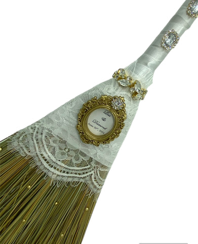 Customized Wedding Jumping broom l  White Lace l Traditional Wedding Broom l Heirloom African American Heritage