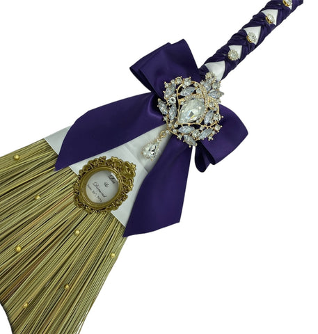 Customized Wedding Jumping broom l White l Dark Purple l Traditional Wedding Broom l Heirloom African American Heritage