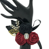 BM-004 ~ Red Satin Roses Brooch Budget Bouquet or DIY KIT