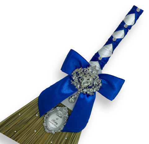 Customized Wedding Jumping broom l Royal Blue l White l Traditional Wedding Broom l Heirloom African American Heritage