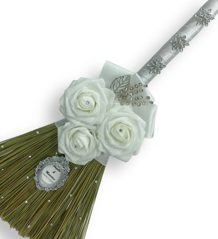 Customized Wedding Jumping broom l White l Blush Traditional Wedding Broom l Heirloom African American Heritage