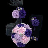 RT06 ~ Lavender Purple Pink Real Touch Roses Brooch Bouquet or DIY KIT