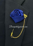 Royal Blue Bouquet l Satin Roses Brooch Bouquet BOU-907