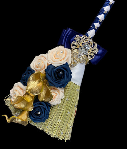 Customized Wedding Jumping broom l Blush l Navy Blue l Traditional Wedding Broom l Heirloom African American Heritage (Copy)