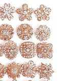 12 Pcs of Rhinestone Gold Flower Brooch BR-015