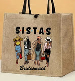 Bridal Party Personalized Gifts l Sistas Bridesmaid Canvas Tote Bag l BAG-002