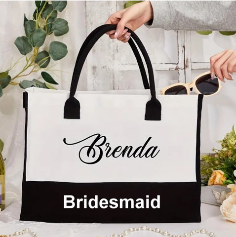 Bride Tote l Bridal Party Personalized Gifts l Bridesmaid Canvas Tote Bag l BAG-005