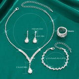 4pcs SILVER Jewelry Set l Rhinestone Earrings l Necklace l Bracelet l Prom l Wedding JS-905