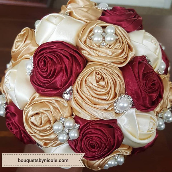 ELEGANCE Kit ~ Cascading Flat Satin Roses Brooch Bouquet DIY Kit