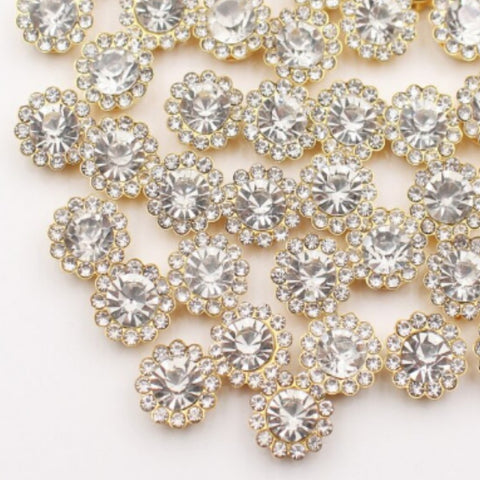 30PCS-100PCS Gold Flower Claw Rhinestones Glitter Crystals Trim