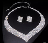 4pcs SILVER~GOLD Jewelry Set l Rhinestone Earrings l Necklace l Bracelet l Prom l Wedding JS-048