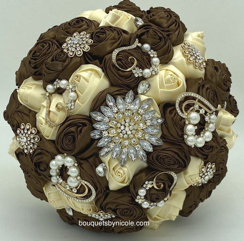 MONICA~ EMR Deluxe Satin Rose Brooch Bouquet or DIY KIT – Bouquets by Nicole