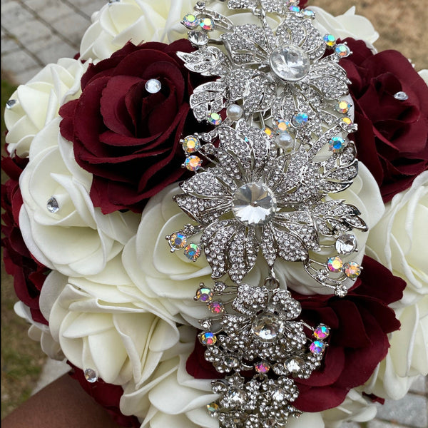 Rhinestone hotsell And Silk Brooch Bouquet