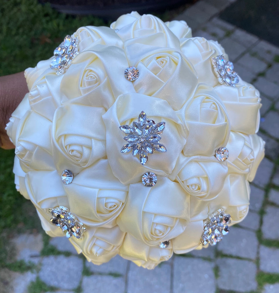 MONICA~ EMR Deluxe Satin Rose Brooch Bouquet or DIY KIT – Bouquets by Nicole