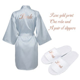 White Satin Silk Robe & Slippers Wedding Robe Bride Bridesmaid Party Gifts Gown