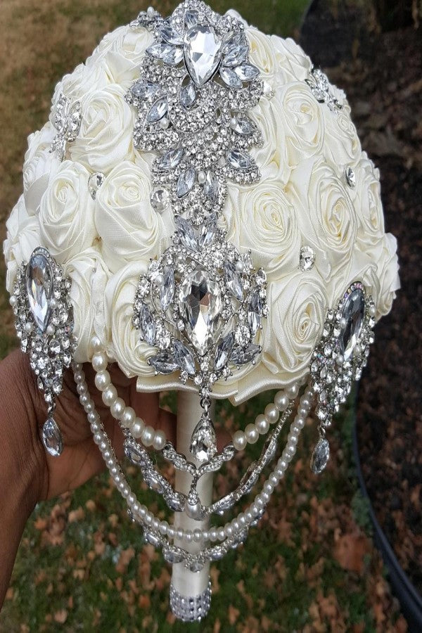 ADAH ~ Satin Roses Brooch Bouquet – Bouquets by Nicole